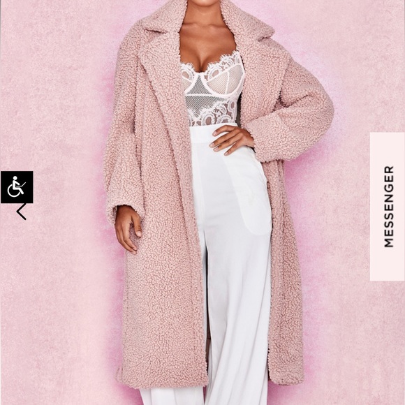 House of CB teddy bear coat blush Small or medium S M - Picture 5 of 12
